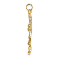 14K 2-D Textured Hanging Monkey Charm-K6511