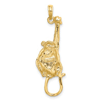 14K 2-D Textured Hanging Monkey Charm-K6511