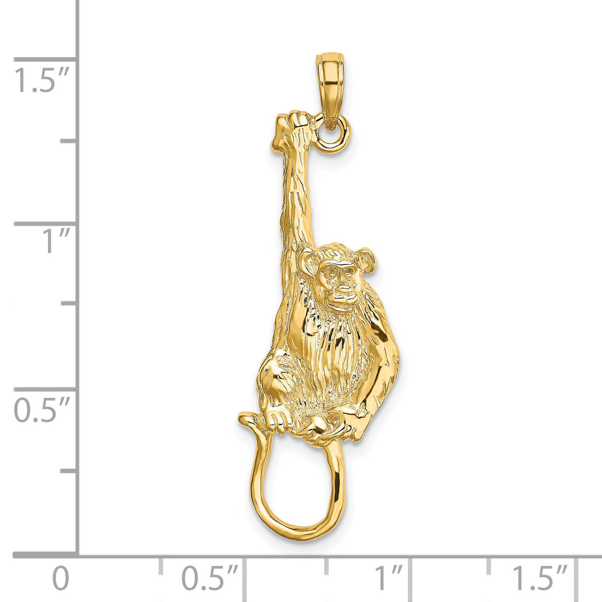 14K 2-D Textured Hanging Monkey Charm-K6511