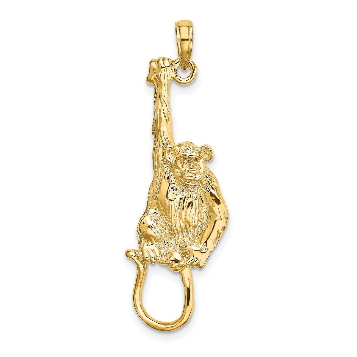 14K 2-D Textured Hanging Monkey Charm-K6511