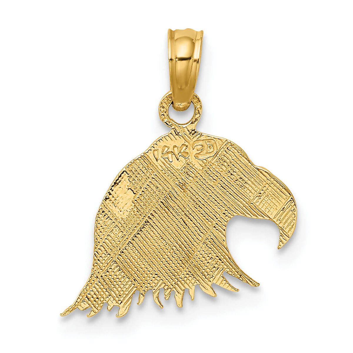 14K Engraved Flat Eagle Head Charm-K6513
