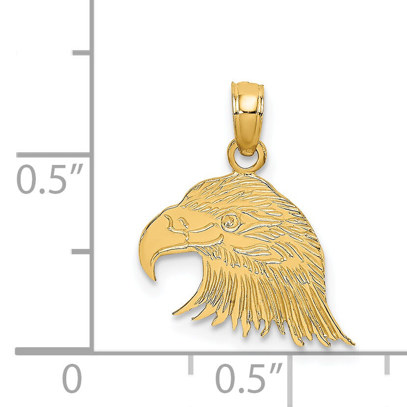 14K Engraved Flat Eagle Head Charm-K6513