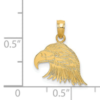 14K Engraved Flat Eagle Head Charm-K6513