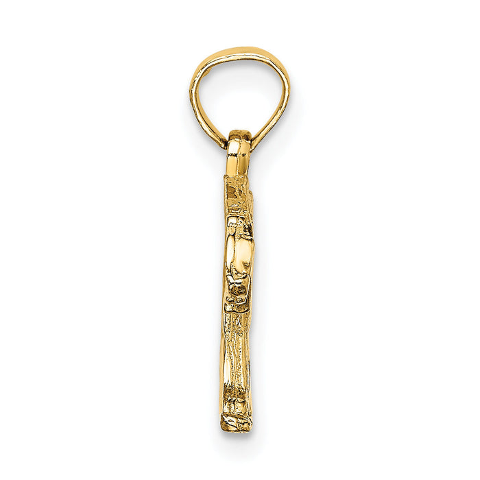 14K Textured Bear Charm-K6515
