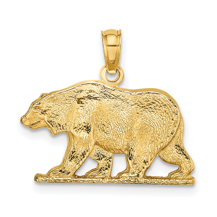 14K Textured Bear Charm-K6515