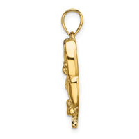 14K Textured Owl Charm-K6516