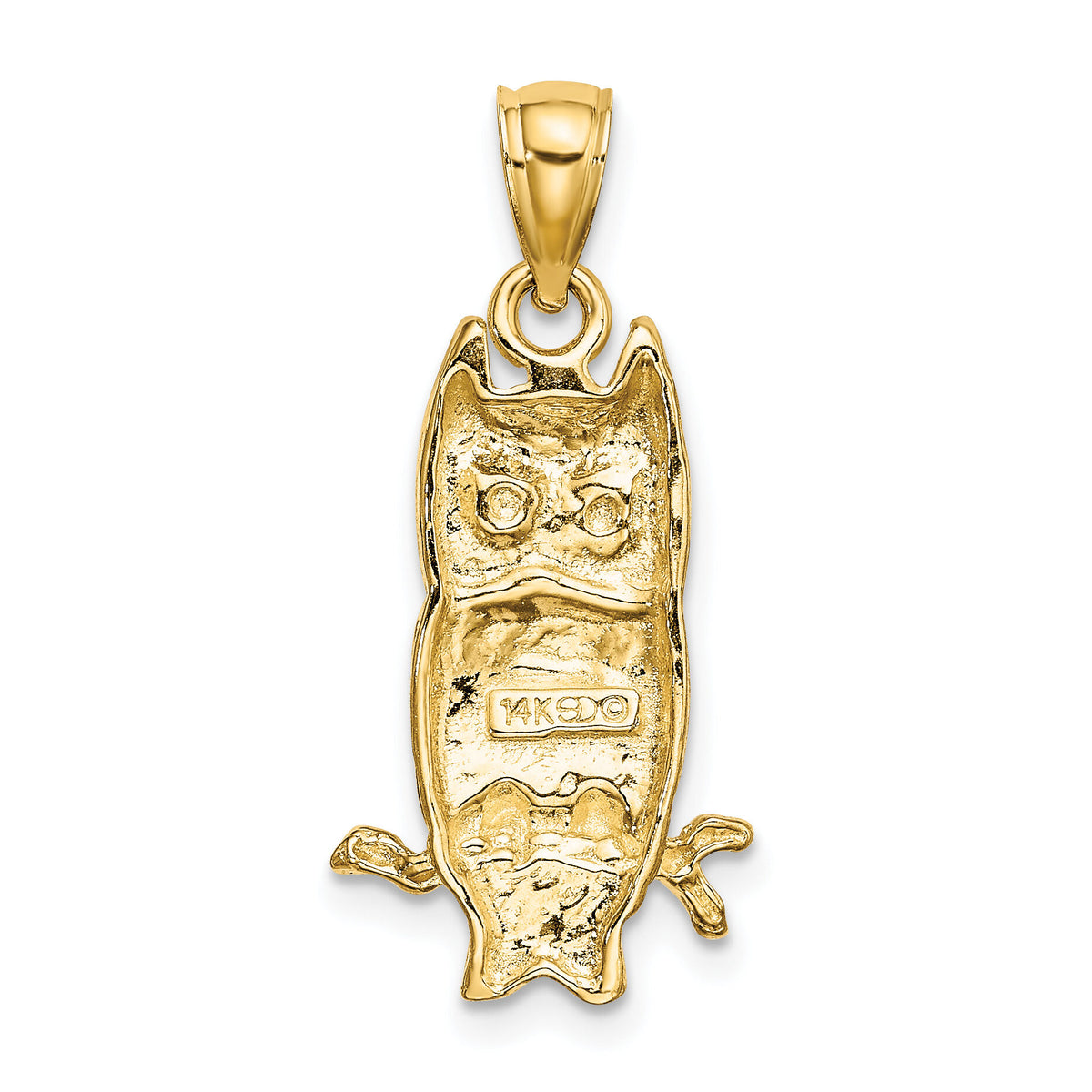 14K Textured Owl Charm-K6516