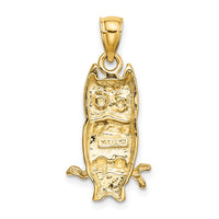 14K Textured Owl Charm-K6516