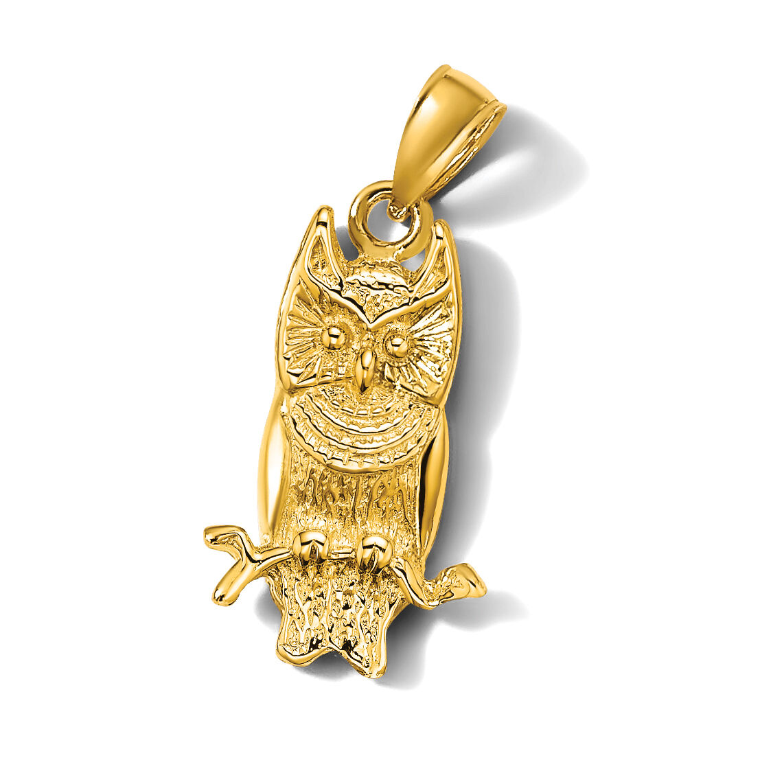 14K Textured Owl Charm-K6516