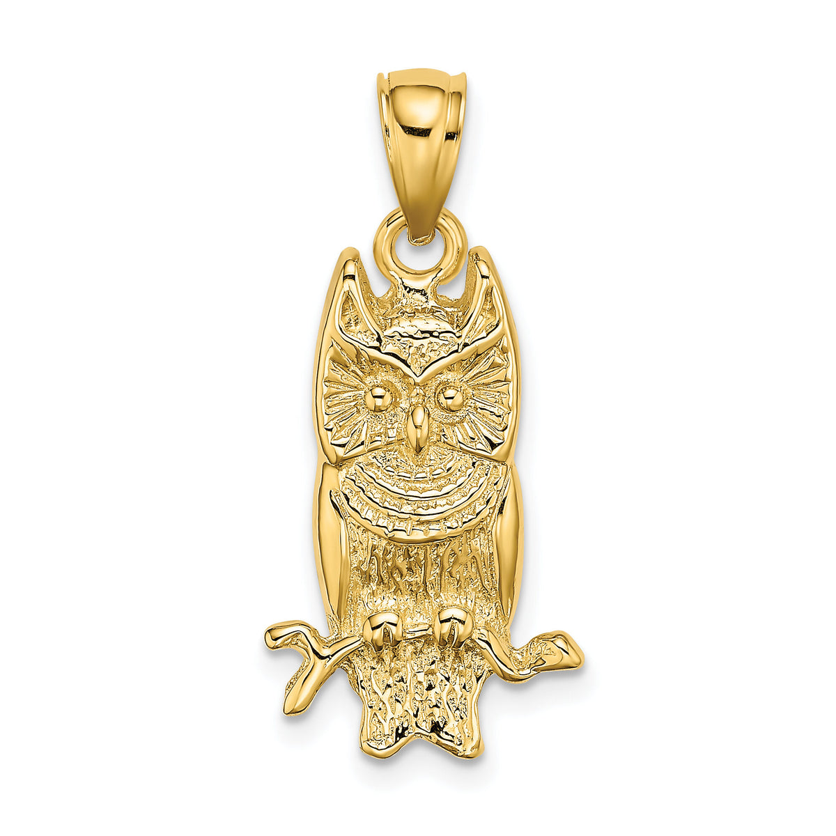 14K Textured Owl Charm-K6516