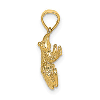 14K 2-D Textured Top View Frog Charm-K6517