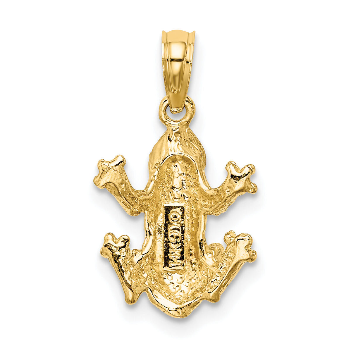14K 2-D Textured Top View Frog Charm-K6517