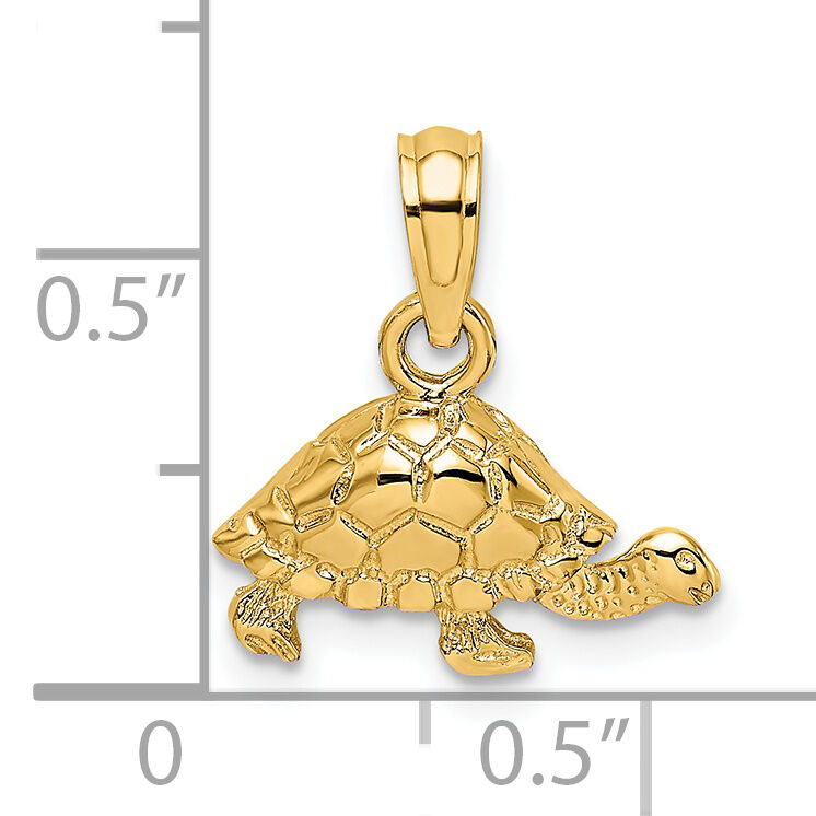 14K Polished and Engraved Mini Turtle Charm-K6529