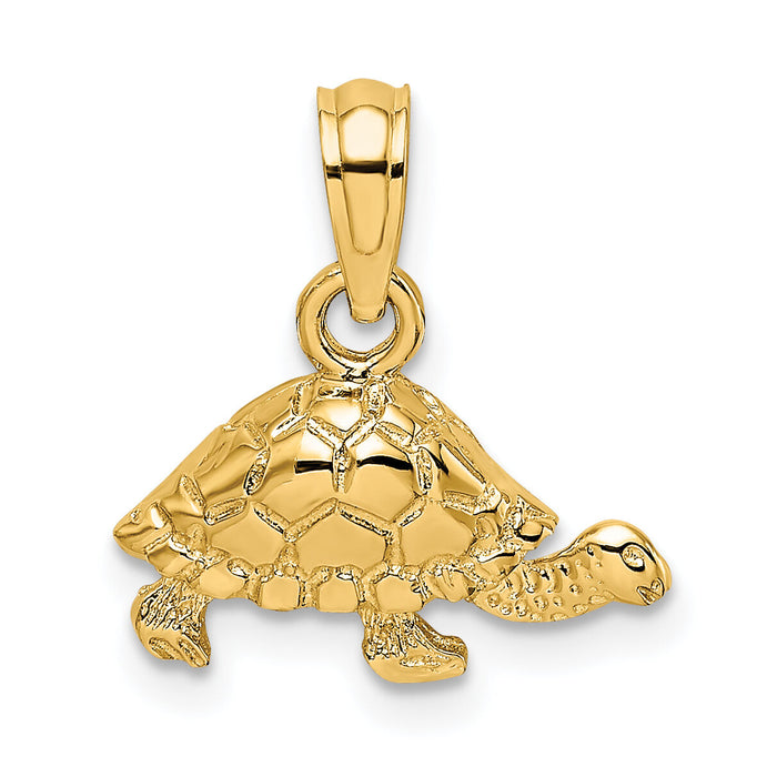14K Polished and Engraved Mini Turtle Charm-K6529