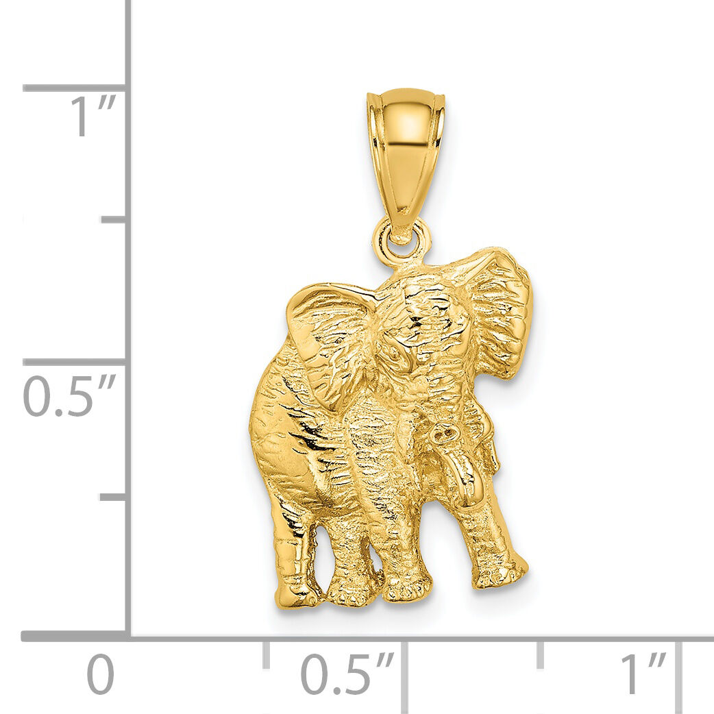 14K 2-D Elephant w/ Raised Trunk Charm-K6533
