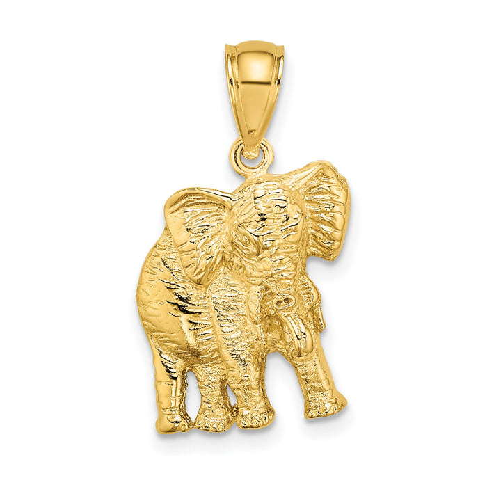 14K 2-D Elephant w/ Raised Trunk Charm-K6533
