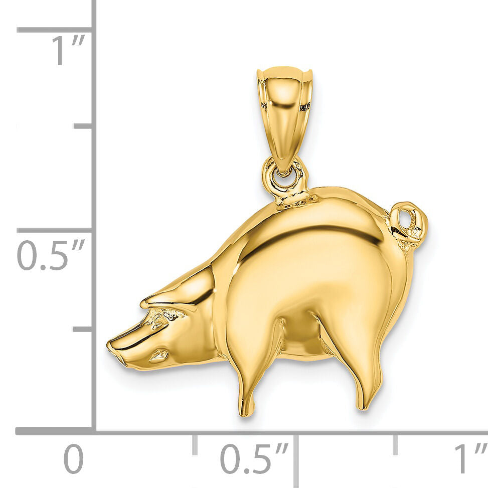 14K Polished Pig Charm-K6535