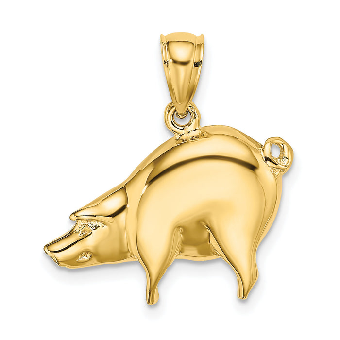 14K Polished Pig Charm-K6535