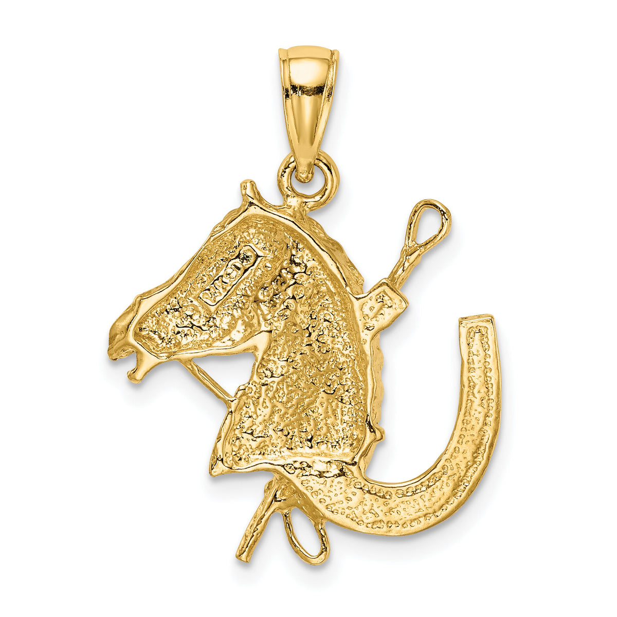 14K Horse Head w/ Shoe and Crop Charm-K6548