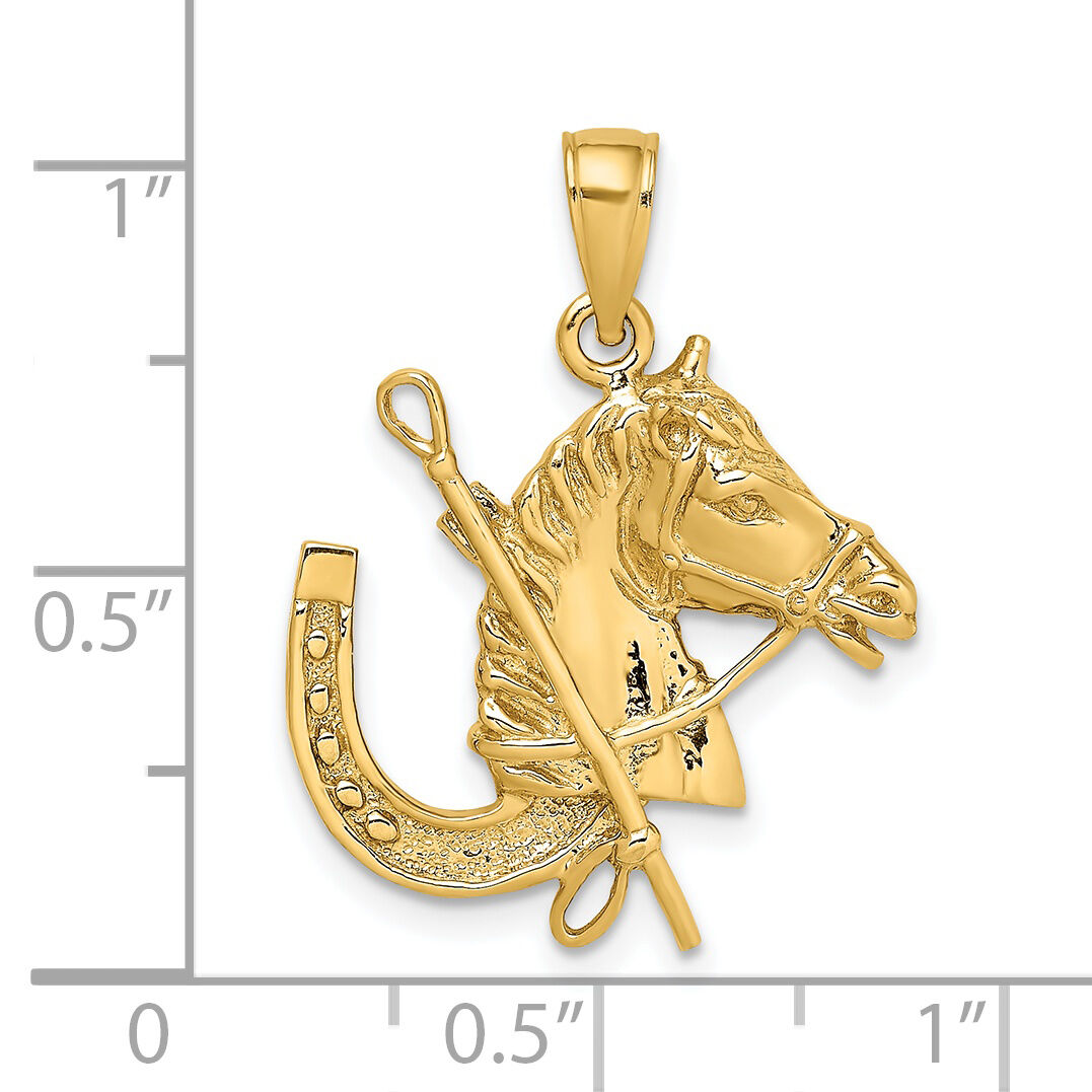 14K Horse Head w/ Shoe and Crop Charm-K6548