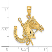 14K Horse Head w/ Shoe and Crop Charm-K6548