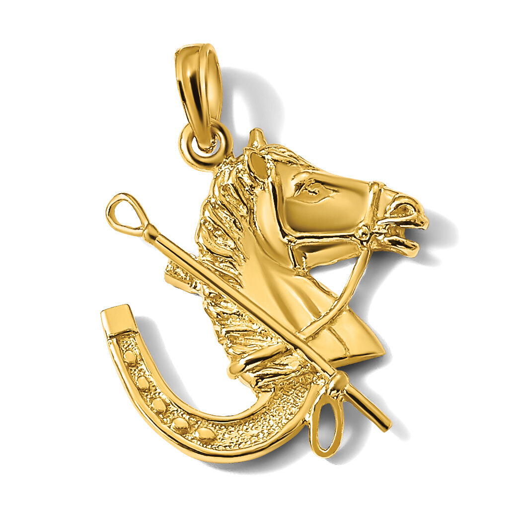 14K Horse Head w/ Shoe and Crop Charm-K6548
