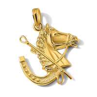 14K Horse Head w/ Shoe and Crop Charm-K6548