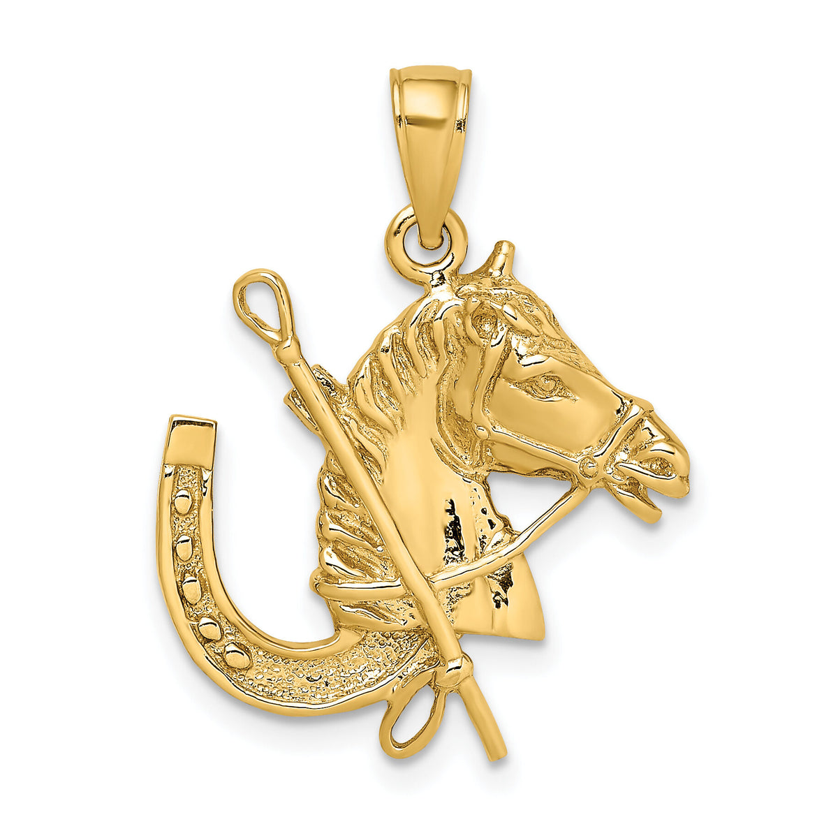 14K Horse Head w/ Shoe and Crop Charm-K6548