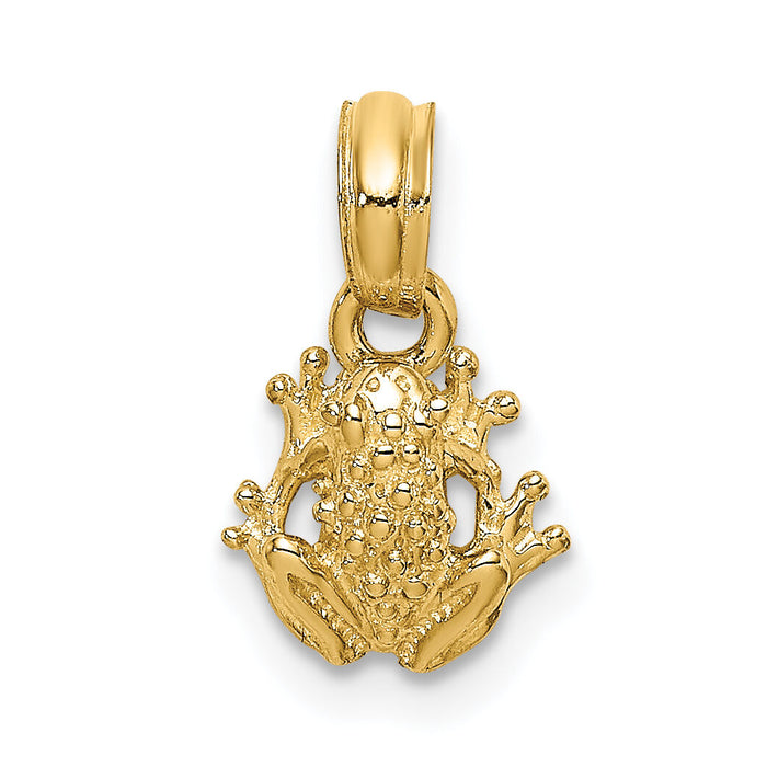 14K 2-D Textured Miniature Frog Charm-K6551