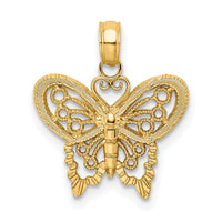 14K Polished and Textured Filigree Butterfly Charm-K6554