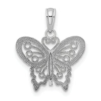 14K White Gold Polished and Beaded Butterfly Charm-K6554W