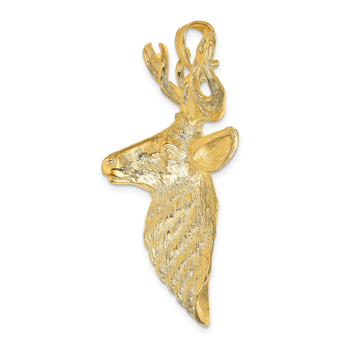 14K 3-D Textured Deer Head Charm-K6558