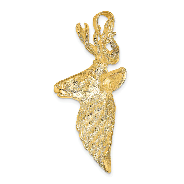 14K 3-D Textured Deer Head Charm-K6558