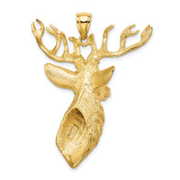 14K 3-D Textured Deer Head Charm-K6558
