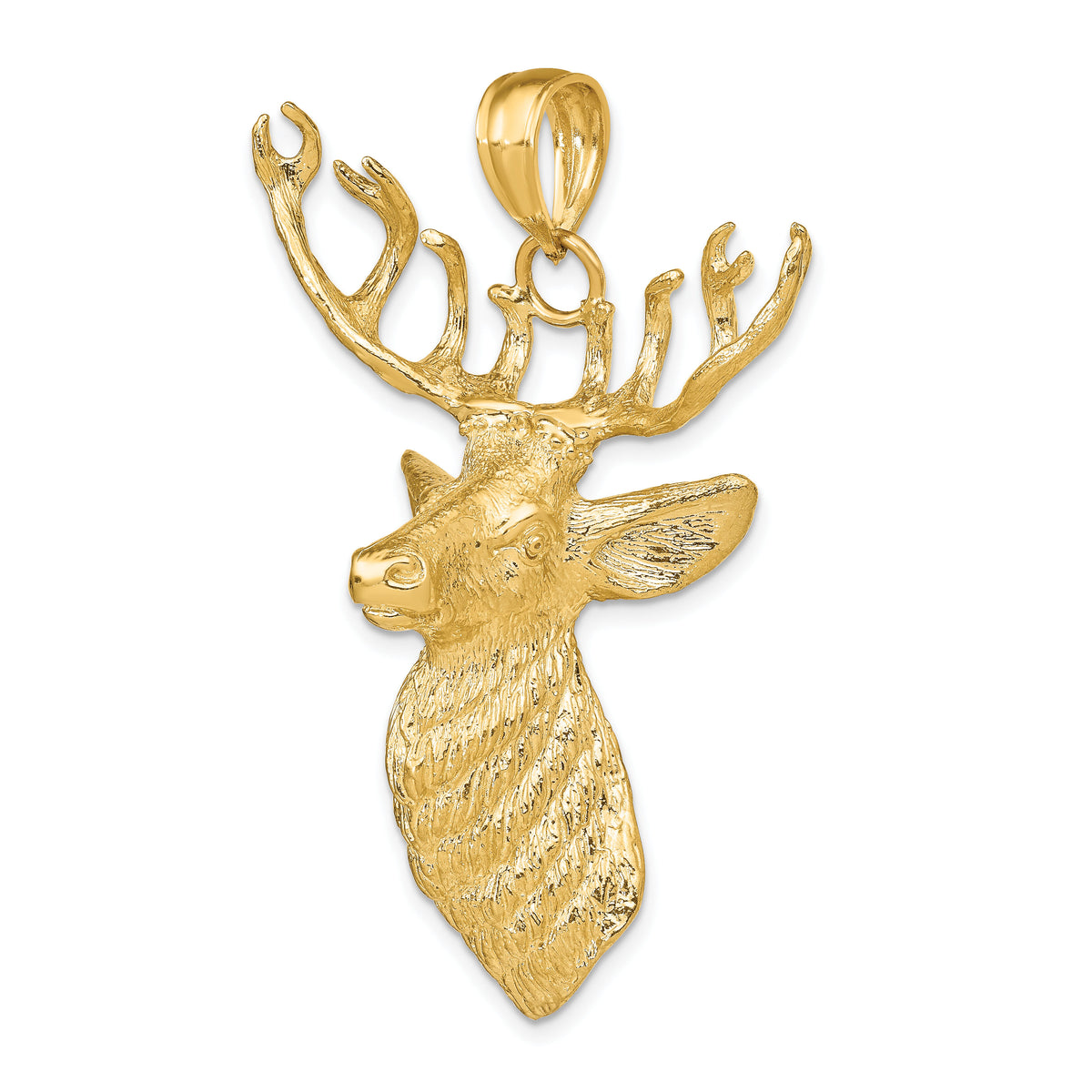 14K 3-D Textured Deer Head Charm-K6558