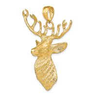 14K 3-D Textured Deer Head Charm-K6558
