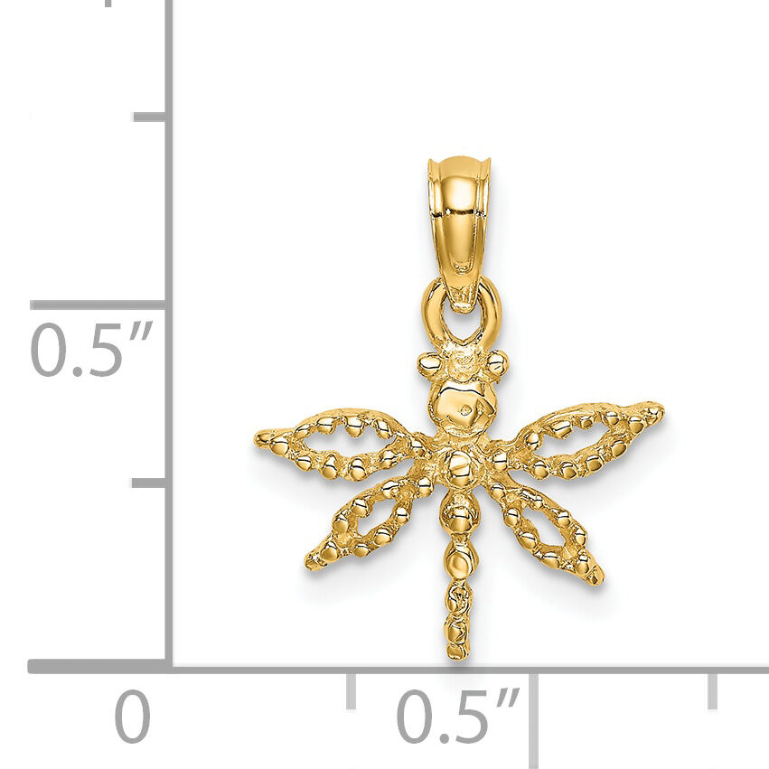 14K 2-D Mini Dragonfly w/Cut-out Wings Charm-K6565