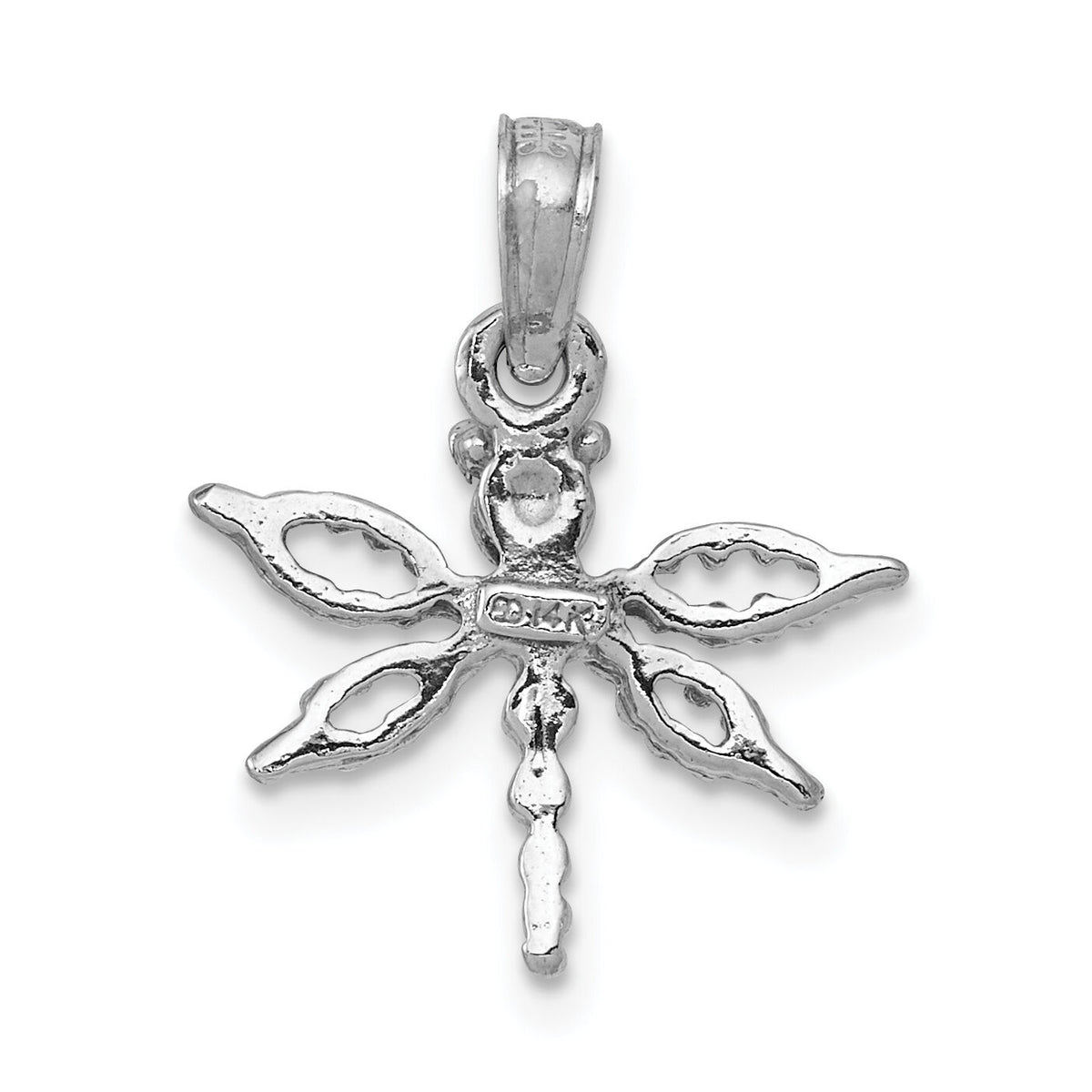 14K White Gold 2-D Mini Dragonfly w/Cut-out Wings Charm-K6565W