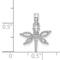 14K White Gold 2-D Mini Dragonfly w/Cut-out Wings Charm-K6565W