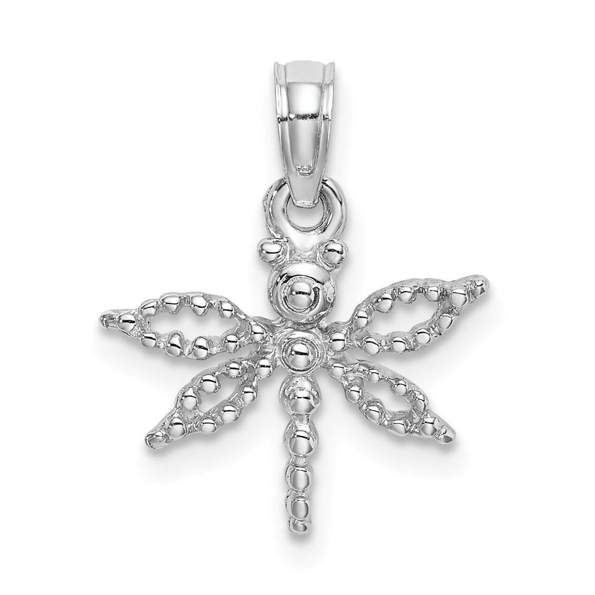 14K White Gold 2-D Mini Dragonfly w/Cut-out Wings Charm-K6565W