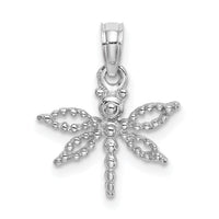 14K White Gold 2-D Mini Dragonfly w/Cut-out Wings Charm-K6565W
