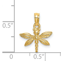 14K 2-D Mini Dragonfly w/Solid Wings Charm-K6566