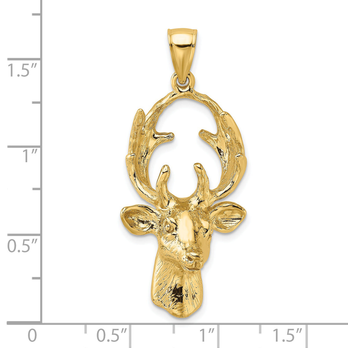 14K 3-D Deer Head Charm-K6568