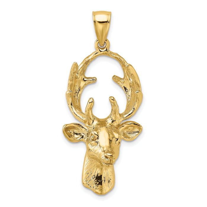 14K 3-D Deer Head Charm-K6568
