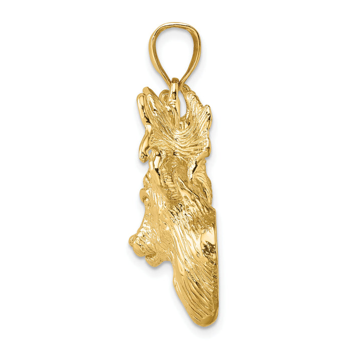14K 2-D Textured Deer Head Charm-K6570