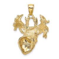 14K 2-D Textured Deer Head Charm-K6570