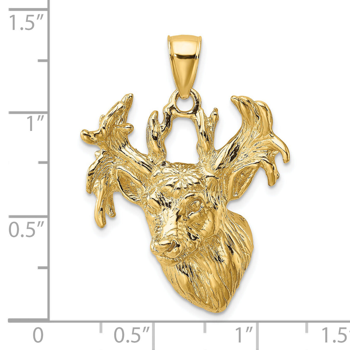 14K 2-D Textured Deer Head Charm-K6570