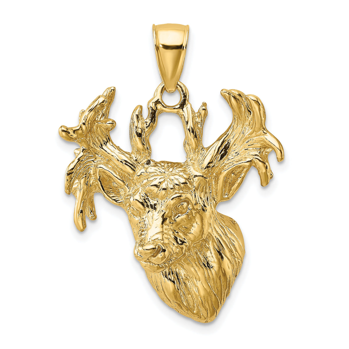 14K 2-D Textured Deer Head Charm-K6570