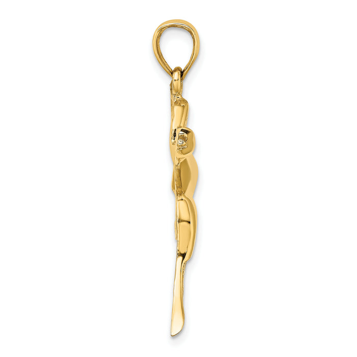 14K Textured Flying Duck Charm-K6573
