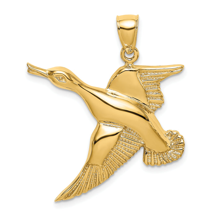 14K Textured Flying Duck Charm-K6573